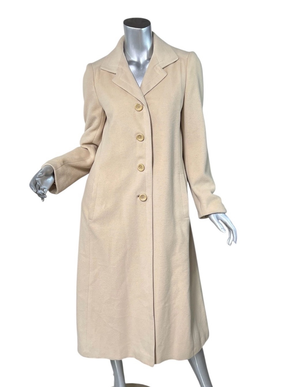 Vintage The Vogue Flint Ultima Tailored By Mr. Vince 100% Cashmere Cream Coat